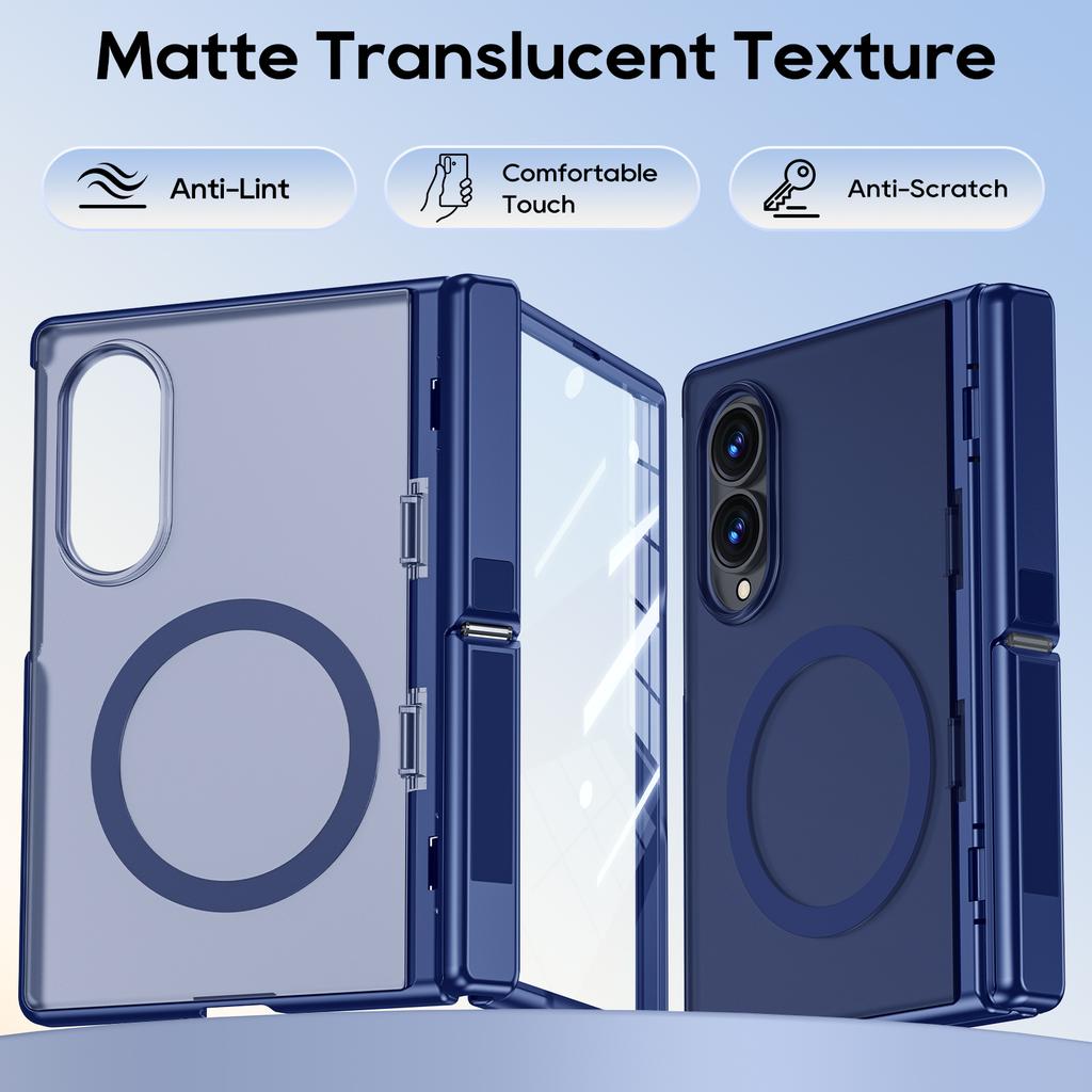 Samsung Galaxy Z Fold 8 Faltbares Case mit integriertem 9H gehärtetem Glas Displayschutz und Kameraschutz - Blau