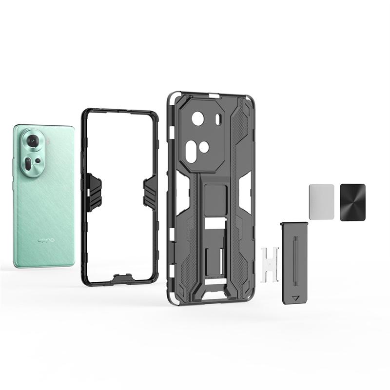 For OPPO Reno 11 5G Case Car Magnetic Holder Stand Armor Funda For OPPO Reno11 5G 6.7" CPH2599 Camera Protect Hard PC Back Cover