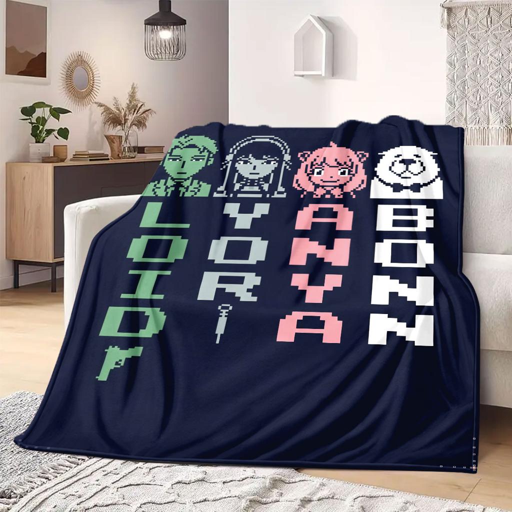 SpyxFamily Pretty 2D Cartoon Flannel Blanket, Print Decoration for Bed, Soft Sofa Travel Picnic Blanket_LIAN