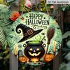 2D Flat, 1pc Happy Halloween Witch Metal Sign, Round Aluminum Decor with Spooky Cauldron, Bats and Jack-O'-Lantern- Vintage Art for Yard, Office