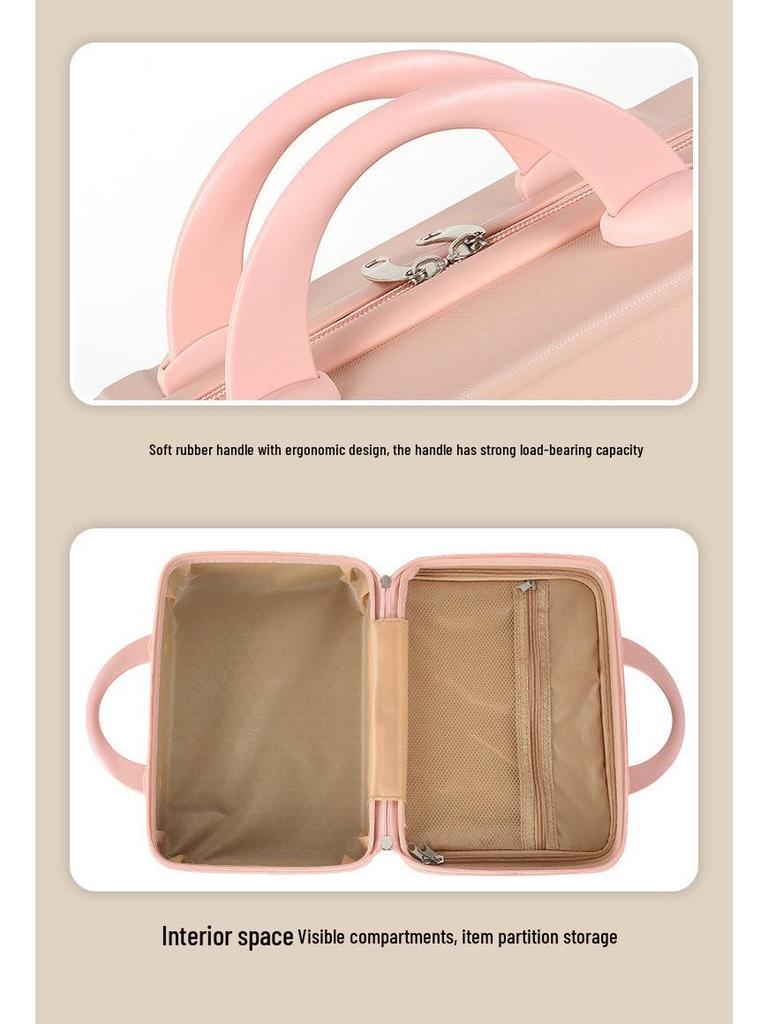 14" Portable Makeup Case: Hangable, Cute ABS Design, Large Capacity, Travel-Friendly Handbag