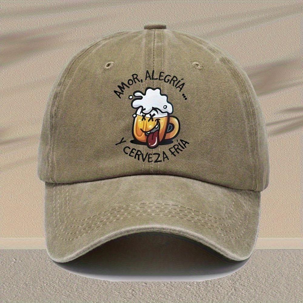 

Retro baseball cap with beer glass pattern adjustable lightweight casual hat suitable for gifts or daily wear, Adjustable хакі