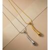 Yhpup Stainless Steel Golden Platinum Color Pendant Necklace Distinctive Fashion Daily Modern Metal Jewelry Water Resistant