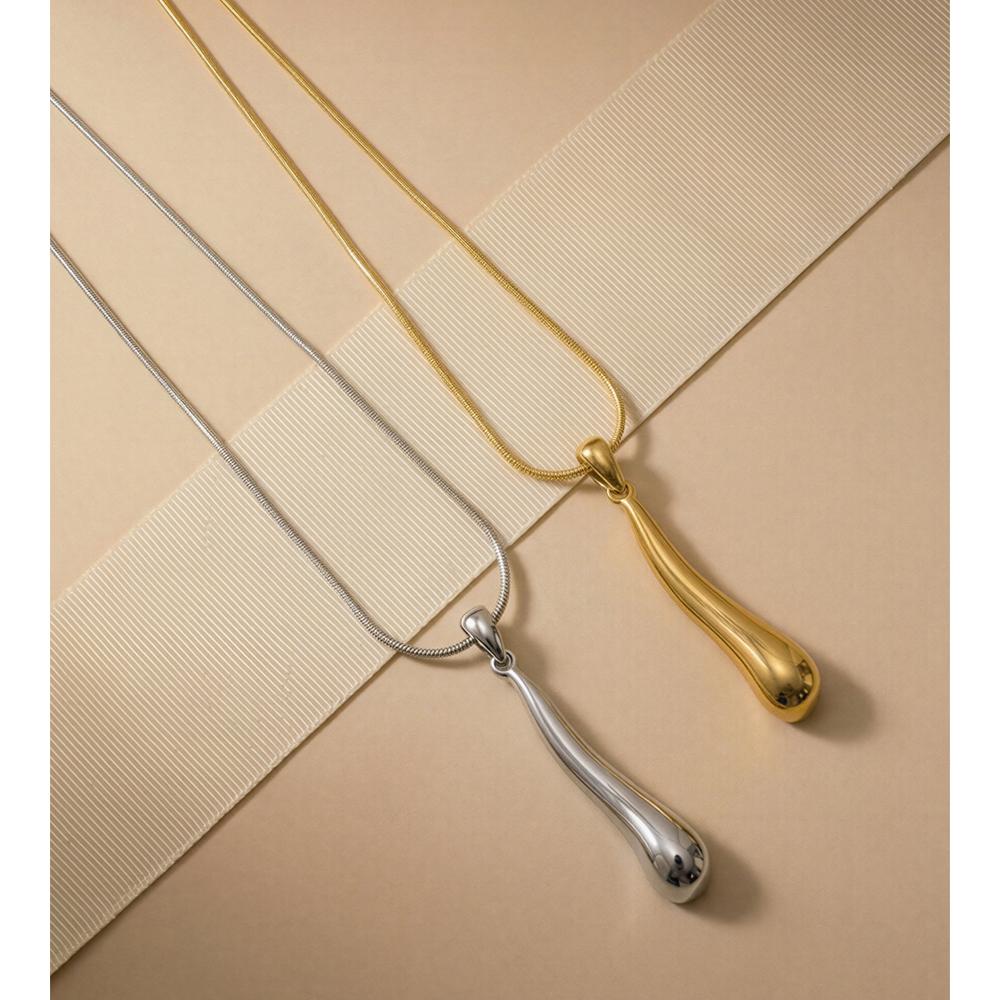 Yhpup Stainless Steel Golden Platinum Color Pendant Necklace Distinctive Fashion Daily Modern Metal Jewelry Water Resistant
