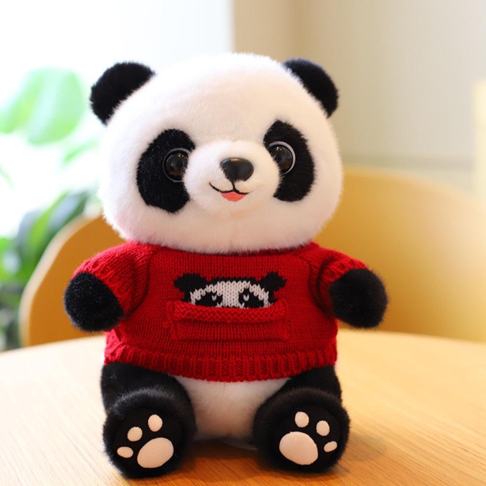 Cute sweater giant panda plush toy wholesale panda base Sichuan souvenir eight inch grab machine doll