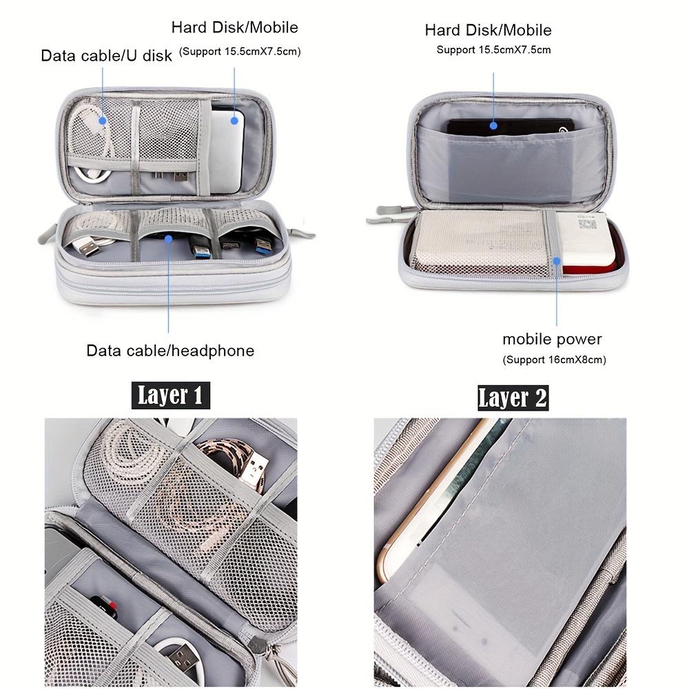 Nylon Storage Bags Double Layer Waterproof Travel Organizer For Earphone Mouse Charger Cable Hard Drives Electronics Accessories