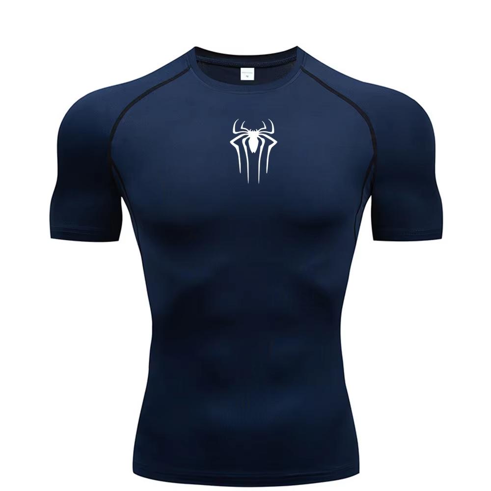New Compression Shirt Men Fitness Gym  Sport Running spider print T-Shirt Quick Dry Short Sleeve T-Shirt For Men