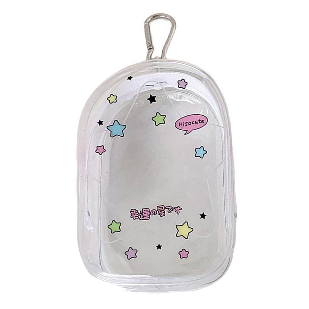 Portable Clear Hanging Storage Bag For Mini Figures Dolls Collectibles With Keychain Attachment And Zipper Closure