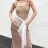 Korean Fashion Lace Trim Triangle Scarf Layering Essential Hem Skirt Curtain Mesh Waist Scarf Skirt Cover Women Summer Bohemian