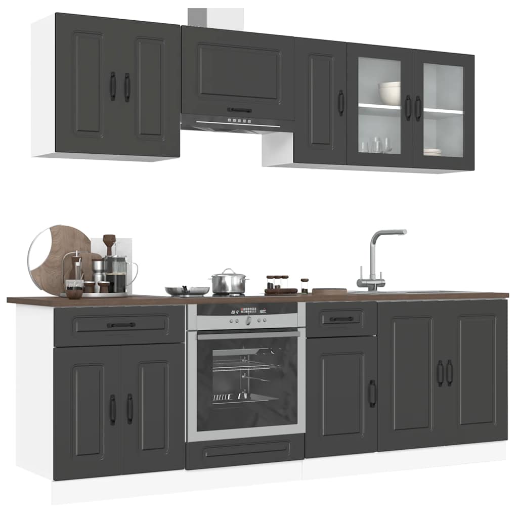 Küchenschrank-Set, Kalmar, 8-teilig, Schwarz