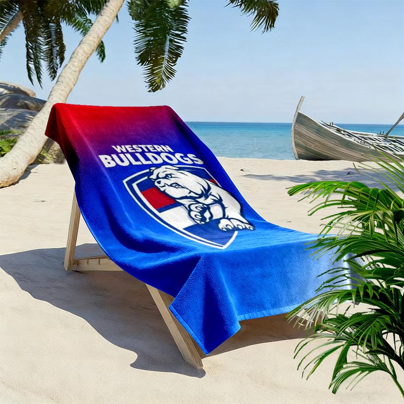 Western Bulldogs Print Beach Towel, Large Soft Quick Dry Towel for Beach Camping Swimming