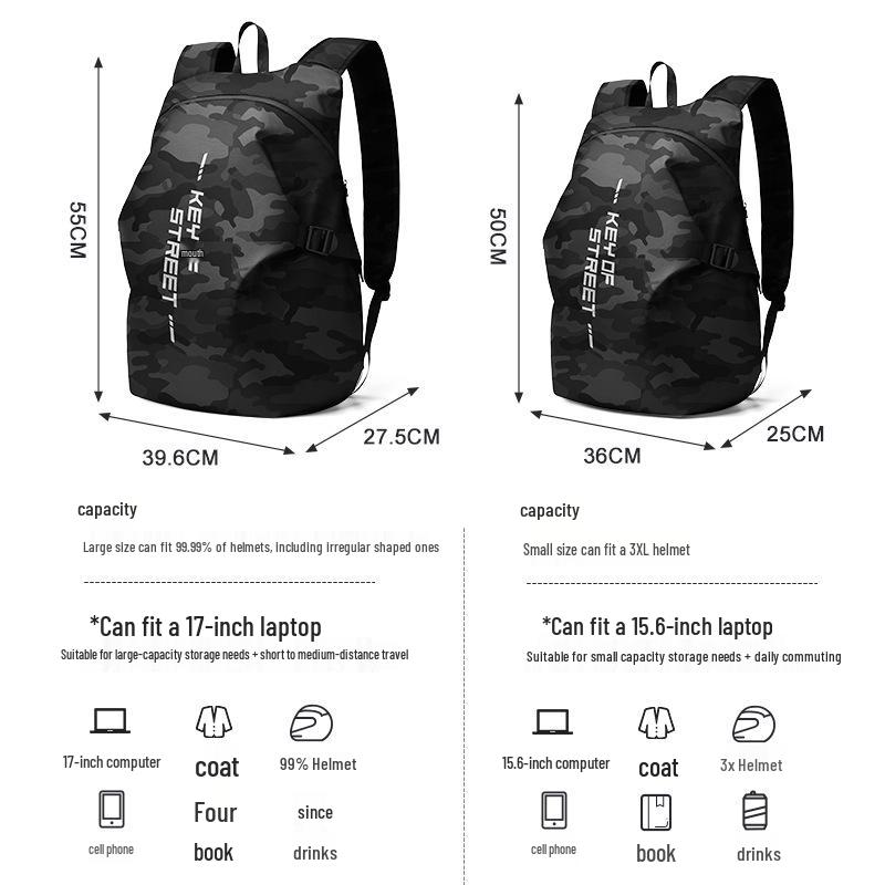 Waterproof Motorcycle Helmet Backpack - Large Capacity Travel Bag for Men & Women