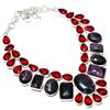 Lepidolite Stone, Garnet Gemstone 925 Sterling Silver Jewelry Necklace 18" SU-9798