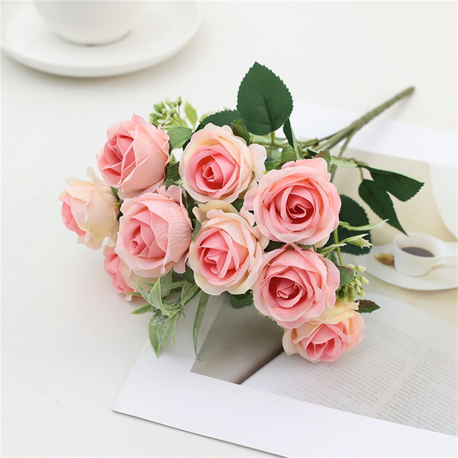 

Букет роз, имитация растений, цветы в руках, украшение дома, годовщина свадьбы, искусственный цветок One Size розовый