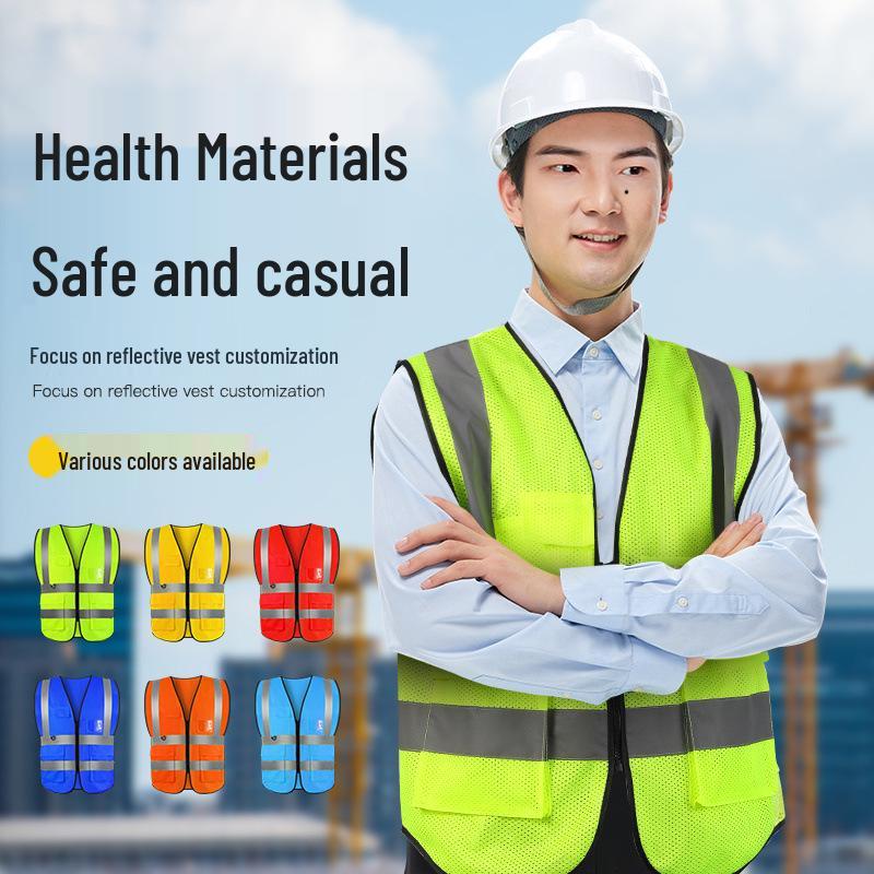 Reflective Safety Vest for Construction, Traffic, and Sanitation Workers – Fluorescent Jacket with Print