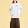 Anta X Kirsh Sports Lifestyle Series Solid Color Round Neck Pullover Fleece Sweatshirt Women sweatshirt Snow-White 962348722-1