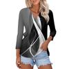 Women's Casual Fashion Sexy Comfortable V-neck Floral, Plaid Three-quarter Sleeve Top