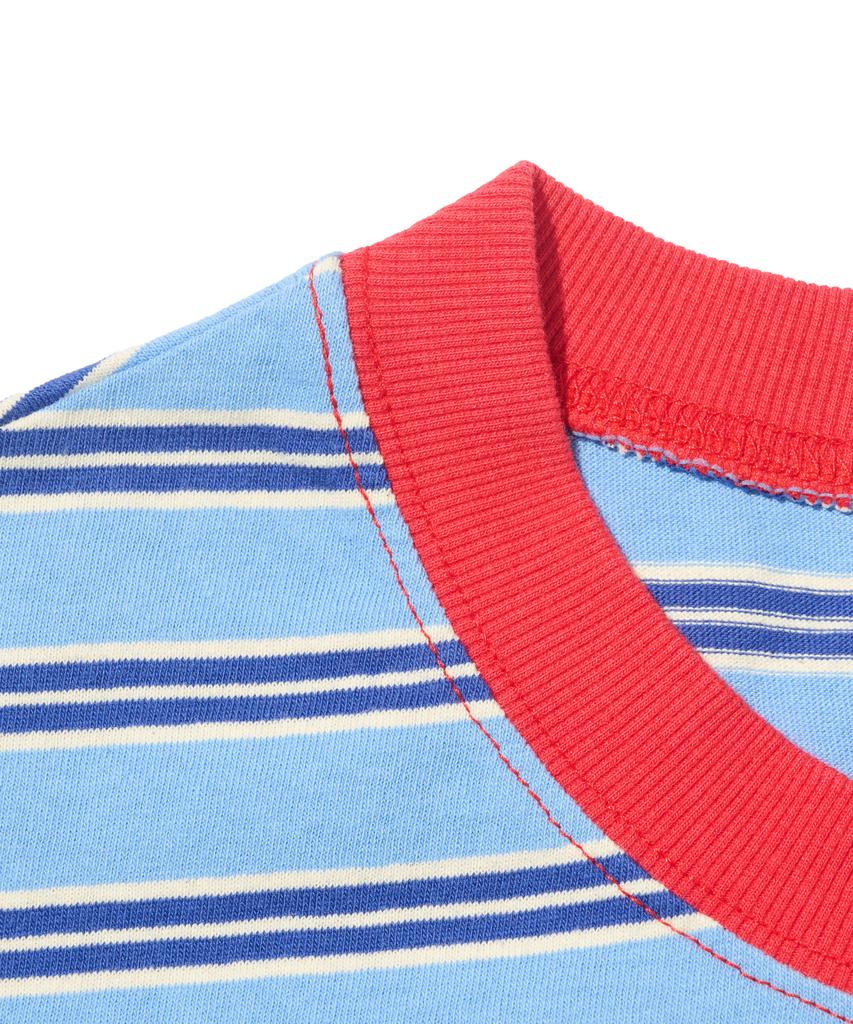 TAILOR STUDIO Classic Striped Short Sleeve T-Shirt (Blue)