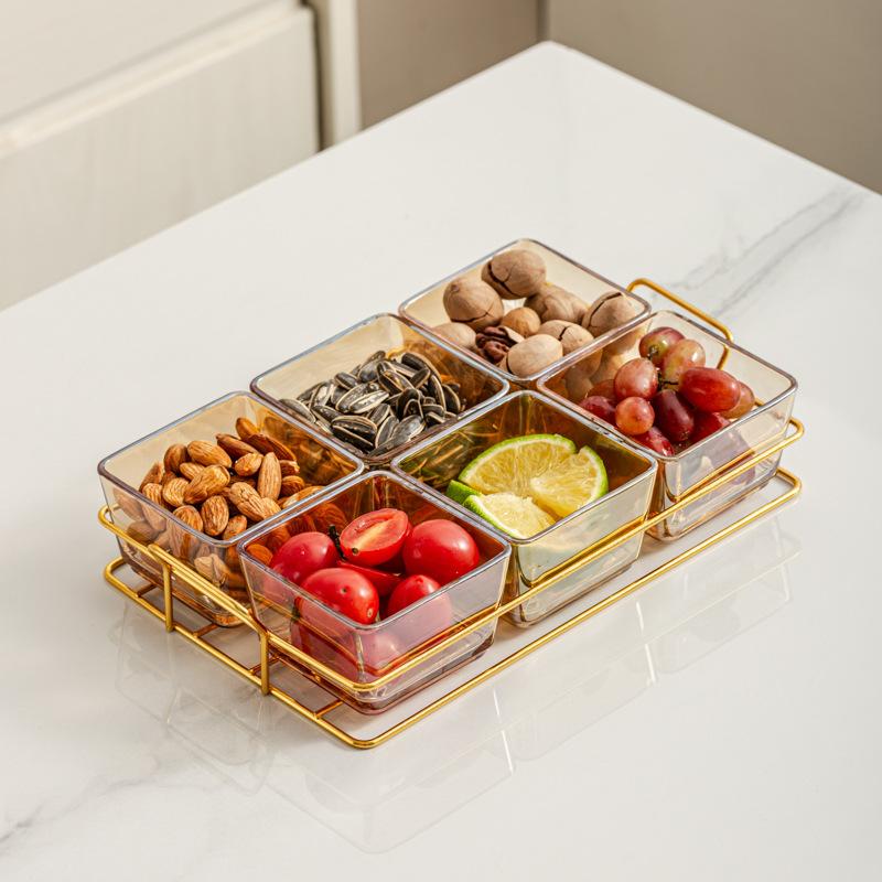 Light Luxury Glass Fruit Plate  Creative Household Living Room Snack Plate  Dried Fruit Snack Plate  Dessert Plate  Candy Plate  Fruit Plate