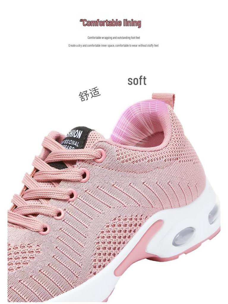 Women's 2025 Lightweight Air Cushion Plus Size Running Shoes - Solid Color, Versatile Lace-up Casual Sneakers