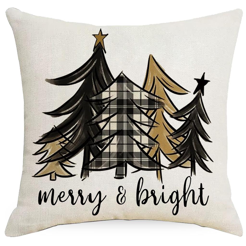 New Christmas Themed Christmas Tree Snowflake Decoration Pillowcase Made of Linen