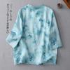 New Chinese style national style shirt summer 1116 new women's clothing stand-up collar five-quarter sleeve loose zen top women