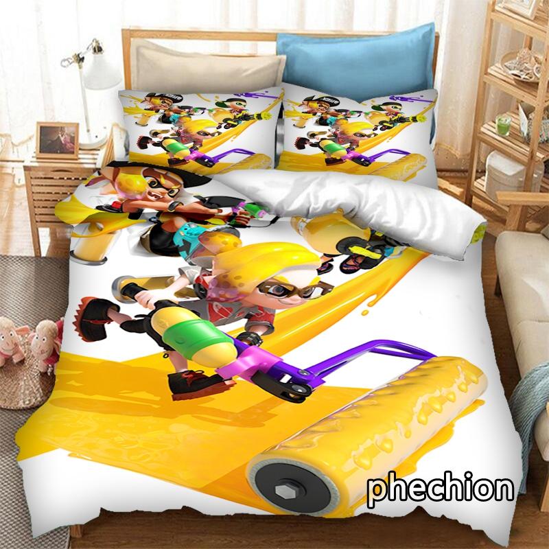 phechion Cartoon Splatoon 3D Print Bedding Set Duvet Covers Pillowcases One Piece Comforter Bedding Sets Bedclothes Bed K388