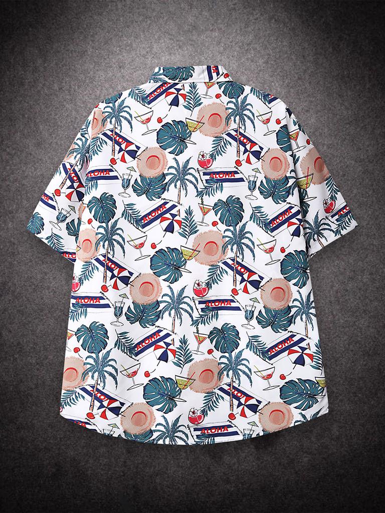 Oversized Loose HawaiianTropical Coconut Trees Short Sleeve Shirt Men Vintage Couple Beach Shirts for Summer Clothing Streetwear