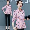 Women Clothing Polka Dot Printed Blouse Commute Long Sleeve Korean Single-breasted  Polo-Neck Fashion Shirt
