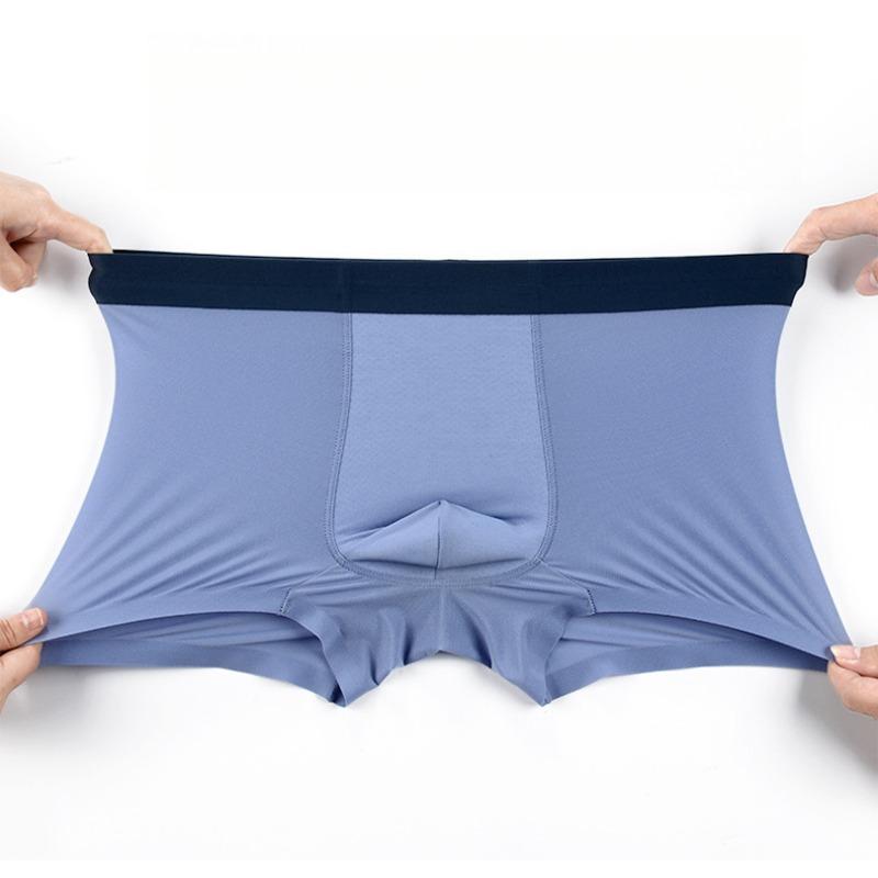 Pantalones de Cuatro Esquinas de Seda de Hielo con Malla Ultrafina y Esquina Plana Sin Costuras de Secado Rápido y Transpirable Ropa Interior Corta para Hombre