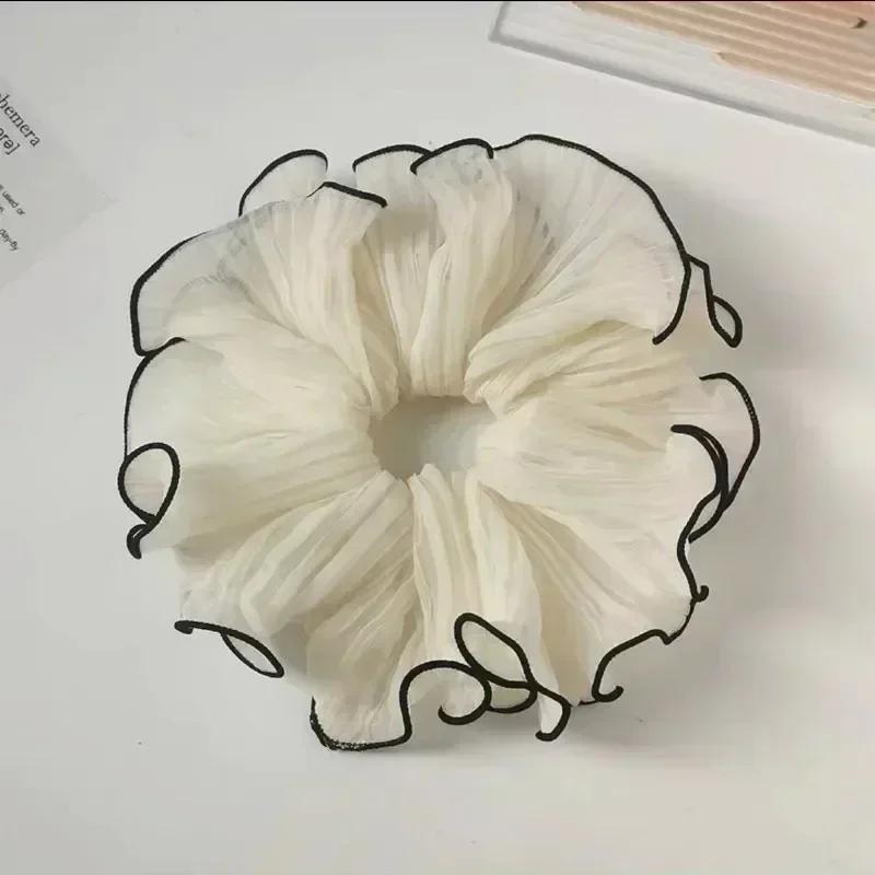 Sweet Temperament Fashion Exaggerated Hair Band Hair Accessories Retro Wrinkle Chiffon Scrunchies for Women Girls