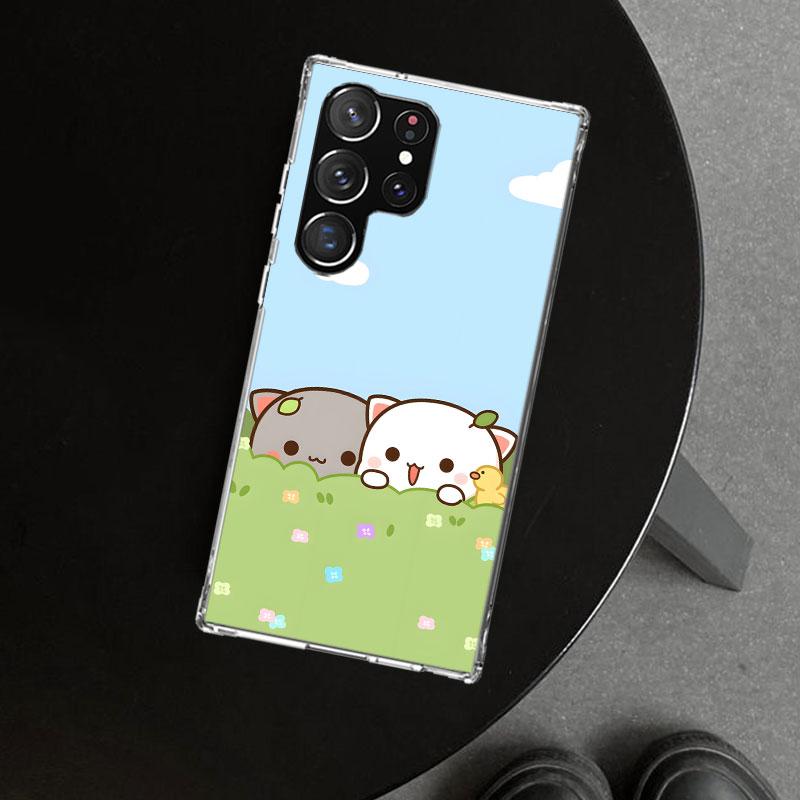 Cute Peach Goma Cat Phone Case Cover for Samsung Galaxy S26 S25 Edge S24 S23 Ultra S22 Plus S21 FE S20 + Art Customized Fundas G