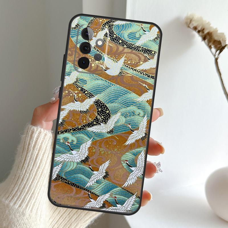 Art Crane Waves Case For Samsung Galaxy A13 A33 A53 A06 A17 A56 A36 A26 A16 A15 A35 A55 A34 A54 A52 A12 A32