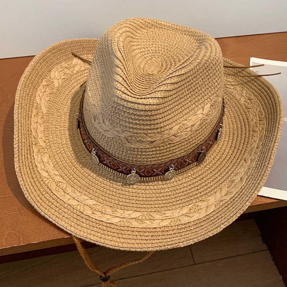 Woven Western Cowboy Hat Ethnic Style Panama Cap Fashion Summer Hat Fishing