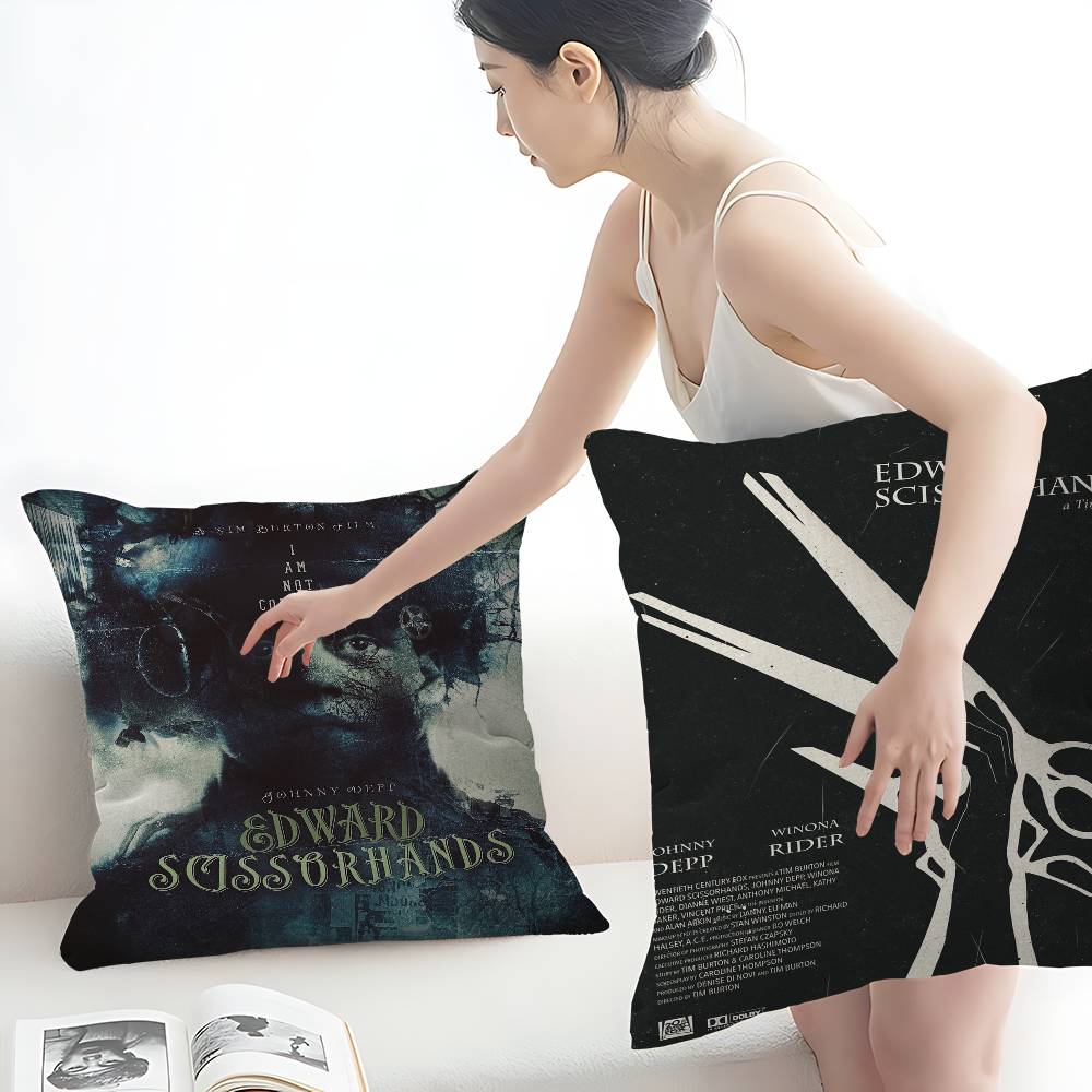 Movie E-Edward S-Scissorhands Cushion Cover Car Throw Pillow Case For Sofa Car Christmas Gift 40X40Cm 45X45Cm