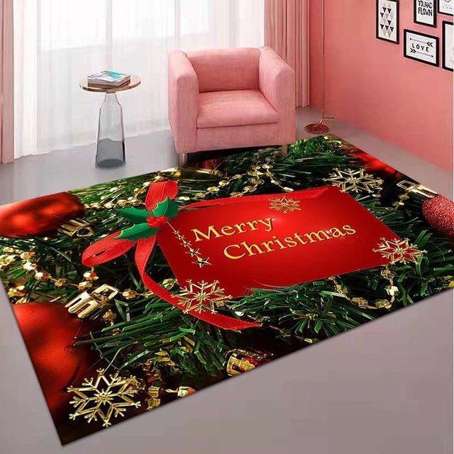 Santa Claus Pattern Carpet Modern Style Living Room Large -Scale Decorative CushionYear 'S Bedroom Festive Bedside Carpet