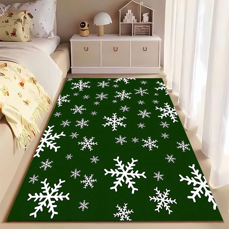 Snowflake Pattern Green Carpet Suitable As a Non-slip Mat for the Living Room or Bedroom Sofa