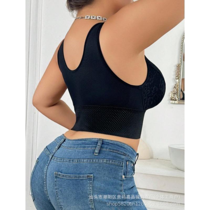 Sutiã Modelador Feminino com Botões Controle de Barriga Puxa-para-Cima Colete Respirável Vazado Sutiã Push-up