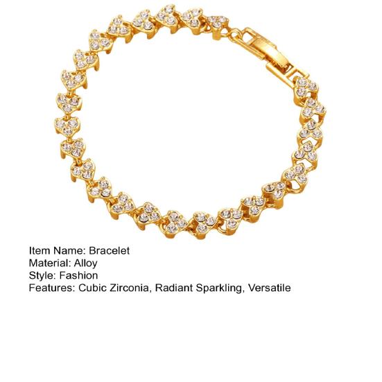 Bracelet Cubic Zirconia Stones Inlaid Luster Bracelet Allergy-Free Adjustable Length Lobster Clasp Bracelet Sparkling Jewelry Gift
