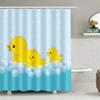 Duck Shower Curtain Cartoon Character Taking A Bath Colorful Drops Backdrop Dots,Cloth Fabric Bathroom Curtains With Hooks