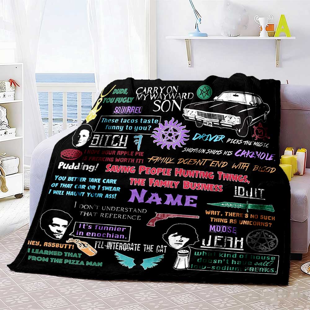 Warnermedia (19) Personalized Name Blanket Cozy Personalized Blanket Soft Warm Cozy Suitable for Sofa Bed Living Room Couch Four Seasons Multipurpose