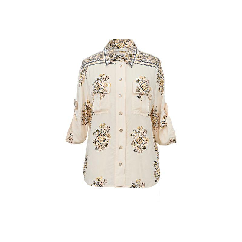 

Blacknini Flora Print Rayon Crepe De Chine Bohemia Vacation Style Shirt/Pants Sets