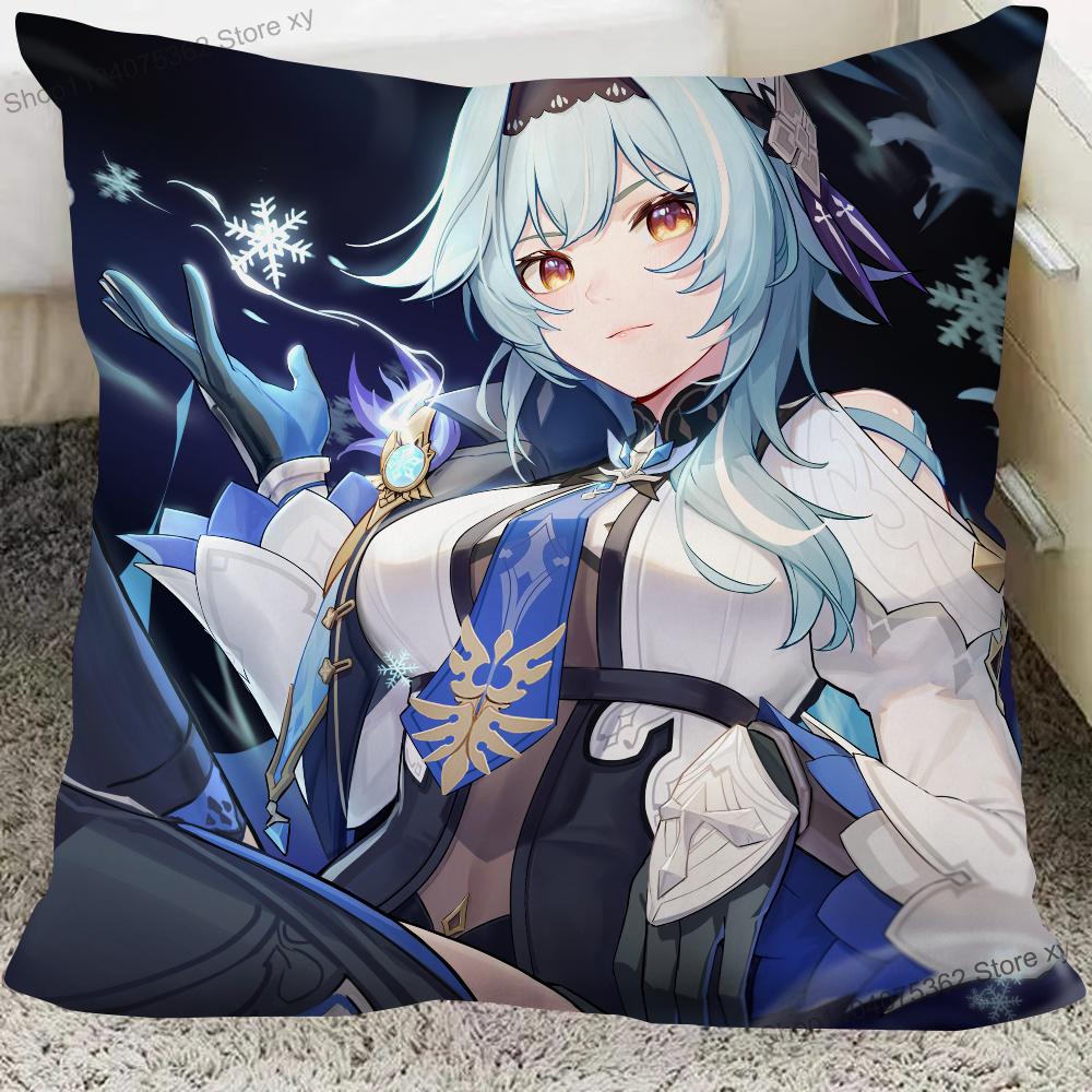 1Pc Game Anime Genshin Impact Eula Lawrence Pillow Case Square Pillow Cushion Cover Bedroom Sofa Room Decoration Casual