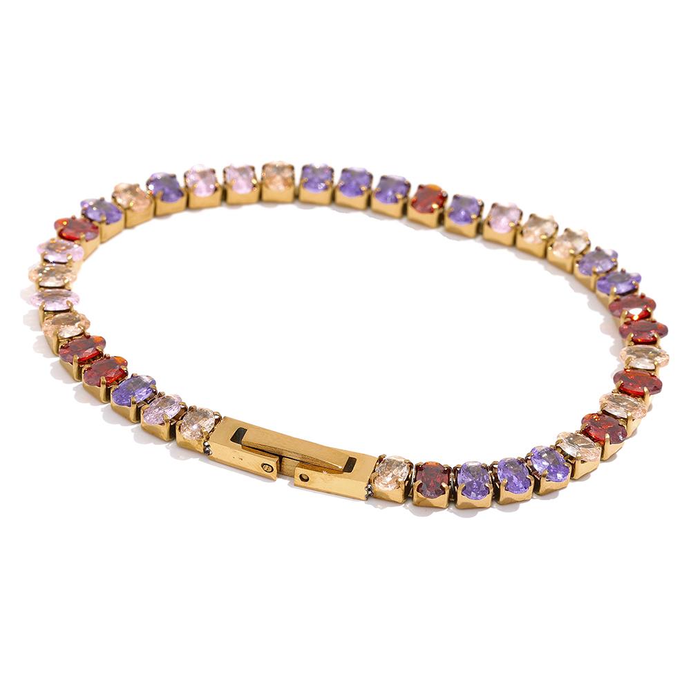 

Yhpup Luxury Waterproof CZ Tennis Cubic Zirconia Stainless Steel Choker Necklace Bracelet Bling Jewelry Set for Women Party