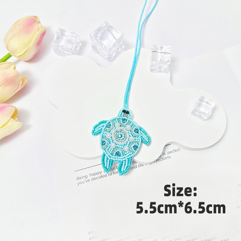 3D Ocean Theme Patches Handmade Rhinestone Beaded Patches with Hanging Rope Crystal Bag Lanyard Patch Beading Applique