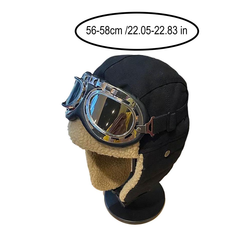 Winter Aviator Pilot Hat Thermal Insulated Ear Flap Windproof Goggle Design for Cycling Outdoor Men Women Cold Weather