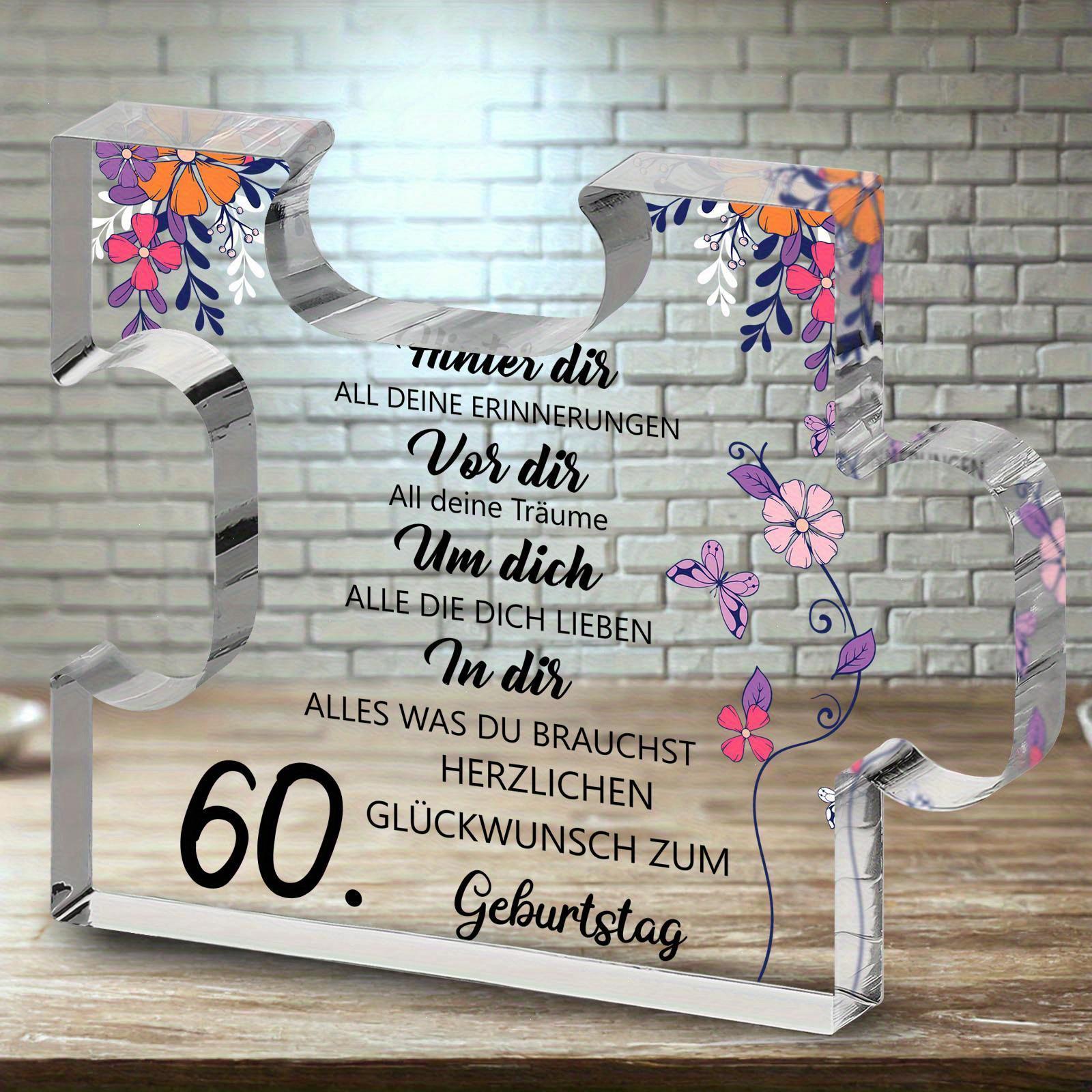 Elegant 60th Birthday Plaque - Happy Birthday, May All Your Dreams Come True with Floral Design, Birthday Celebration, Birthday Party Decorations, 8.5*7cm