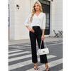 Women S V Neck 3 4 Sleeve Polka Dot Chiffon Blouse