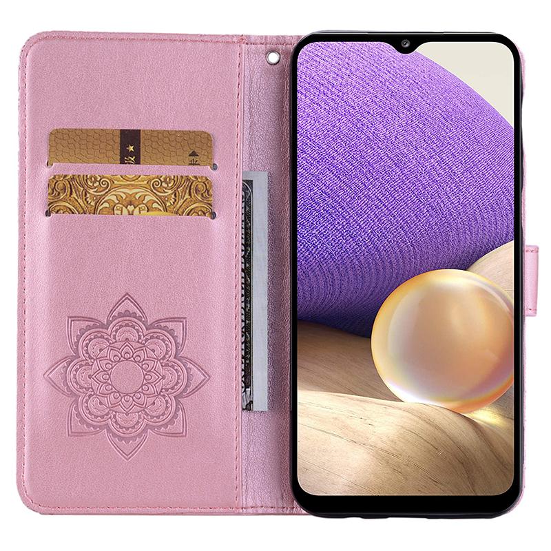 

For Samsung Galaxy A25 5G (Global) (161.0 x 76.5 x 8.3mm) Case Owl Imprint Rhinestone Decor Leather Phone Wallet Cover Red