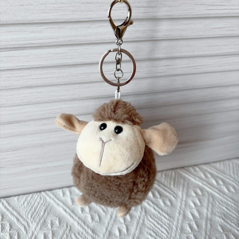 Plush Sheep Fluffy Keychain Smooth Metal Buckle Lovely Cartoon Pendant for Backpack School Bag Decor Kids Birthday Gifts